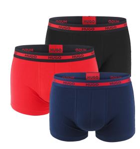 HUGO - boxerky 3PACK eco friendly organic cotton black & red color