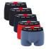 HUGO - boxerky 5PACK cotton stretch modern blue & black combo