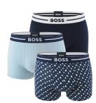 BOSS - boxerky 3PACK eco friendly organic cotton stretch BOLD modern blue & B logo