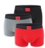 HUGO - boxerky 3PACK eco friendly cotton stretch black & red / modern logo HUGO
