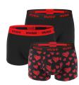 HUGO - boxerky 3PACK cotton stretch black / modern heart print