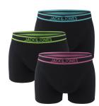 JACK & JONES - boxerky 3PACK Jacglow black with happy color waist - limitovaná fashion edícia
