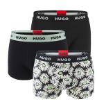 HUGO - boxerky 3PACK cotton stretch black & bold floral mix