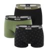 BOSS - boxerky 3PACK Power cotton stretch modern B logo design & olive