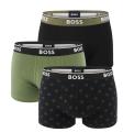 BOSS - boxerky 3PACK Power cotton stretch modern B logo design & olive
