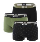 BOSS - boxerky 3PACK Power cotton stretch modern B logo design & olive