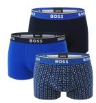 BOSS - boxerky 3PACK Power cotton stretch modern tiles design & blue