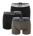 BOSS - boxerky 3PACK eco friendly organic cotton classic fit geo pattern & black