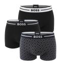 BOSS - boxerky 3PACK eco friendly organic cotton stretch BOLD modern black & B logo