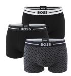 BOSS - boxerky 3PACK eco friendly organic cotton stretch BOLD modern black & B logo