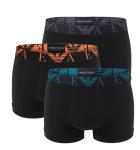 EMPORIO ARMANI - boxerky 3PACK stretch cotton nero con arancia & turchese logo