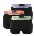 EMPORIO ARMANI - boxerky 3PACK stretch cotton nero con viola & arancia Armani logo