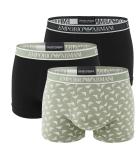 EMPORIO ARMANI - boxerky 3PACK stretch cotton nero & oliva con logo Armani