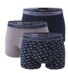 EMPORIO ARMANI - boxerky 3PACK stretch cotton viola & black con logo Armani