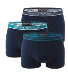 EMPORIO ARMANI - boxerky 3PACK stretch cotton blu con turchese Armani logo