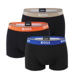 BOSS - boxerky 3PACK Power cotton stretch black / sand & orange waist