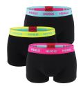 HUGO - boxerky 3PACK cotton stretch black / modern neon logo waist