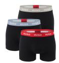 HUGO - boxerky 3PACK eco friendly cotton stretch classic fit black / gray & blue waist