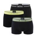 BOSS - boxerky 3PACK eco friendly organic cotton BOLD black / forest & lime waist