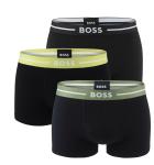 BOSS - boxerky 3PACK eco friendly organic cotton BOLD black / forest & lime waist