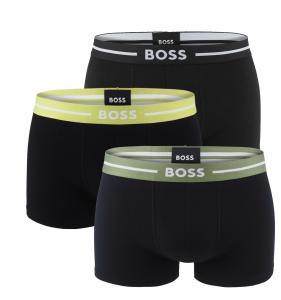 BOSS - boxerky 3PACK eco friendly organic cotton BOLD black / forest & lime waist