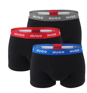 HUGO - boxerky 3PACK eco friendly cotton stretch black / modern gray & blue waist