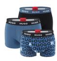 HUGO - boxerky 3PACK cotton stretch modern dark blue color / logo HUGO
