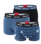 HUGO - boxerky 3PACK cotton stretch modern dark blue color / logo HUGO