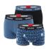 HUGO - boxerky 3PACK cotton stretch modern dark blue color / logo HUGO
