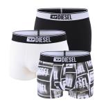 DIESEL - pánske boxerky 3PACK cotton stretch modern DIESEL print black & white combo