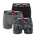 HUGO - boxerky 3PACK cotton stretch classic fit black / modern urban camo logo