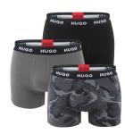 HUGO - boxerky 3PACK cotton stretch classic fit black / modern urban camo logo