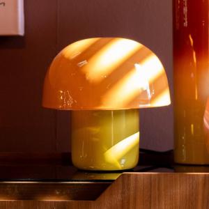 Kare stolová lampa Mushroom, oranžová, kov, 20 cm, E14