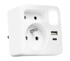 Vayox Zásuvková rozbočka 2× zásuvky + USB-C + USB-A s LED osvetlením 0,5 W / 230 V, 3000 K BX15291