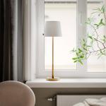 Stolová lampa By Rydens Lumi, 69 cm, zlatá/biela, textil