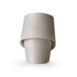 LZF stolová lampa Tiny, sivá, výška 22 cm, drevená dyha