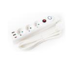 Predlžovací kábel 3Z Typ E + 2xUSB-A + 1xUSB-C, 1,5 m s vypínačom FL3F15WUSB