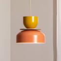 Závesné svietidlo Uto, koralová/žltá, Ø 30 cm, kov