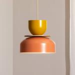 Závesné svietidlo Uto, koralová/žltá, Ø 30 cm, kov