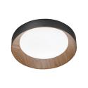 stropné LED svetlo Arka, Ø 40 cm, čierna/drevený vzhľad, kov CCT