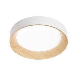 stropné LED svetlo Arka, Ø 50 cm, biela/drevený vzhľad, kov, CCT