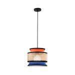 Svietidlo Gazebo, oranžová/modrá/prírodná, Ø 26 cm, látka/rattan