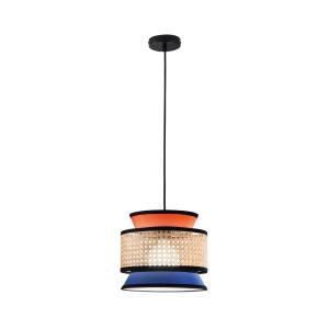 Svietidlo Gazebo, oranžová/modrá/prírodná, Ø 26 cm, látka/rattan