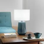 Stolová lampa Kiowa, výška 46 cm, modrá/biela, keramika/textil