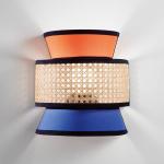 Nástenné svetlo Gazebo, oranžová/modrá/prírodná, 24 cm, látka/rattan