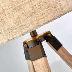 Stolová lampa Fynriel, béžová, drevo/textil, trojnožka, 35 cm