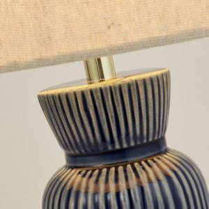 Stolová lampa Jeshua, modrá/biela, keramika/textil, 39 cm, E24