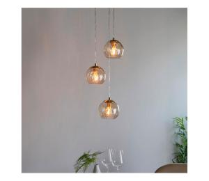 Endon 91971 - Luster na lanku DIMPLE 3xE14/25W/230V zlatá/dymovo-béžová 91971