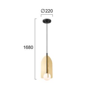 Závesné svietidlo Fedora, Ø 22 cm, zlatá, kov/sklo