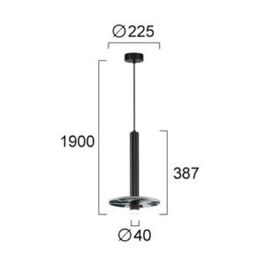LED závesné svietidlo Leandros, čierna, Ø 40 cm, umelý kameň/kov